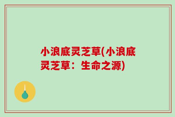 小浪底灵芝草(小浪底灵芝草：生命之源)