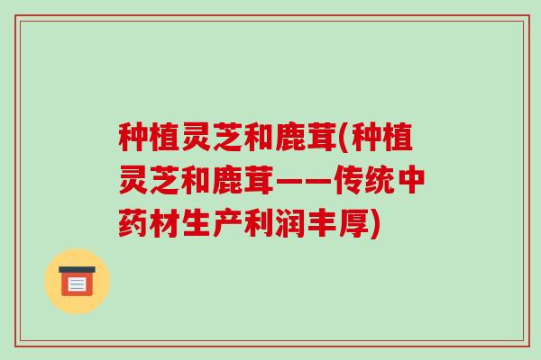 种植灵芝和鹿茸(种植灵芝和鹿茸——传统材生产利润丰厚)