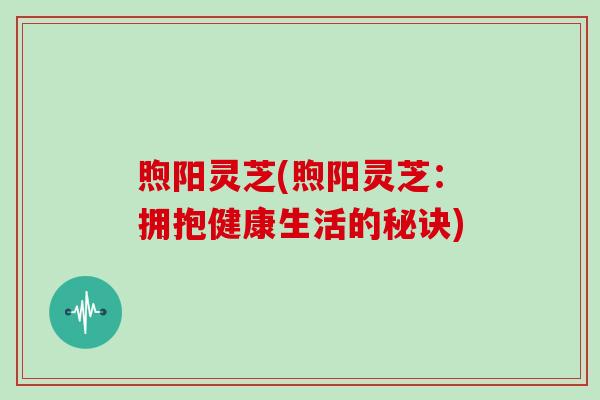 煦阳灵芝(煦阳灵芝：拥抱健康生活的秘诀)