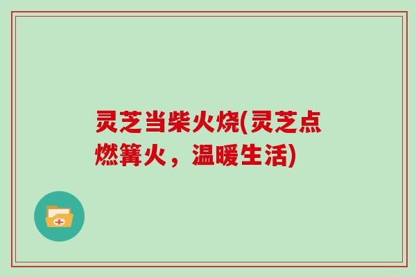 灵芝当柴火烧(灵芝点燃篝火，温暖生活)