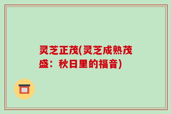 灵芝正茂(灵芝成熟茂盛：秋日里的福音)