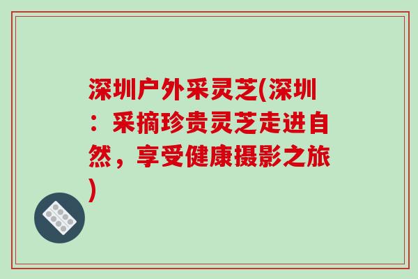 深圳户外采灵芝(深圳：采摘珍贵灵芝走进自然，享受健康摄影之旅)