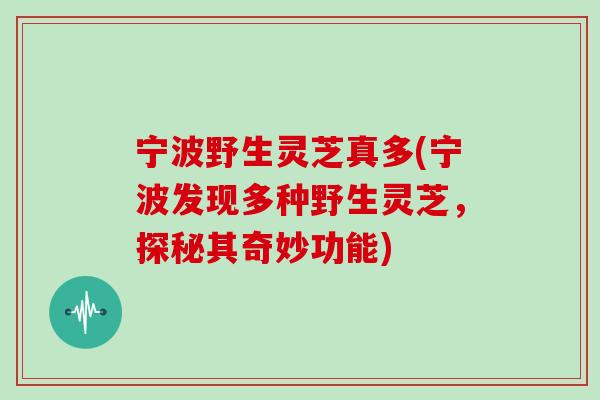 宁波野生灵芝真多(宁波发现多种野生灵芝，探秘其奇妙功能)