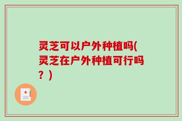 灵芝可以户外种植吗(灵芝在户外种植可行吗？)