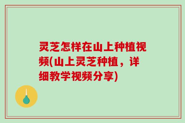 灵芝怎样在山上种植视频(山上灵芝种植，详细教学视频分享)