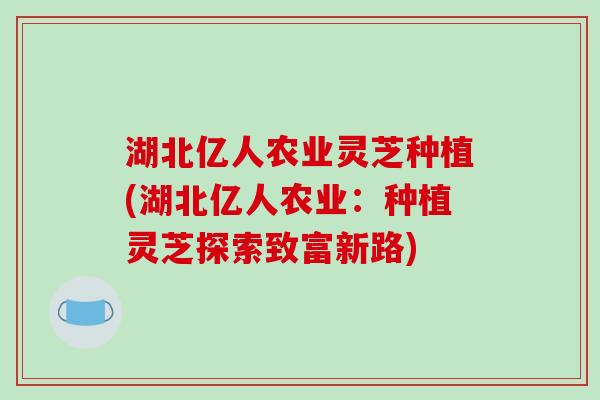 湖北亿人农业灵芝种植(湖北亿人农业：种植灵芝探索致富新路)