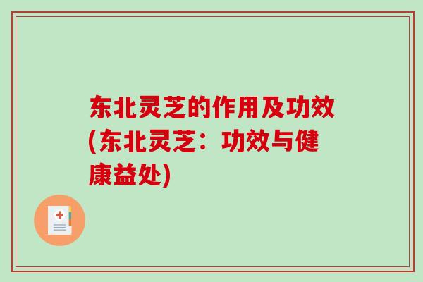 东北灵芝的作用及功效(东北灵芝：功效与健康益处)