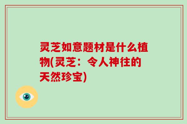 灵芝如意题材是什么植物(灵芝：令人神往的天然珍宝)