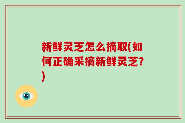 新鲜灵芝怎么摘取(如何正确采摘新鲜灵芝？)