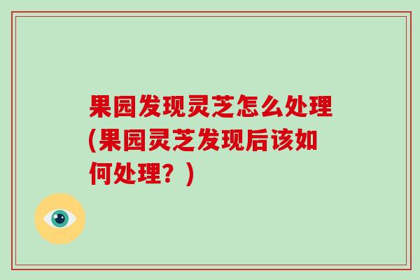 果园发现灵芝怎么处理(果园灵芝发现后该如何处理？)
