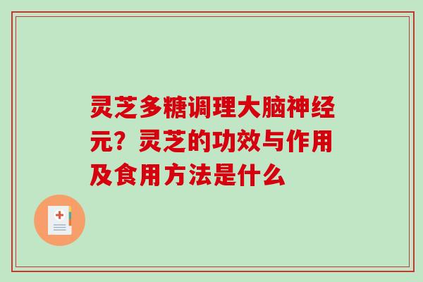 灵芝多糖调理大脑元？灵芝的功效与作用及食用方法是什么