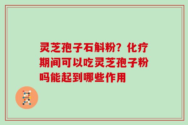 灵芝孢子石斛粉？期间可以吃灵芝孢子粉吗能起到哪些作用