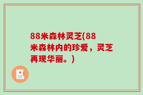 88米森林灵芝(88米森林内的珍爱，灵芝再现华丽。)
