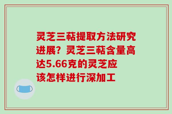 灵芝三萜提取方法研究进展？灵芝三萜含量高达5.66克的灵芝应该怎样进行深加工