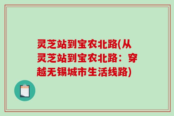 灵芝站到宝农北路(从灵芝站到宝农北路：穿越无锡城市生活线路)