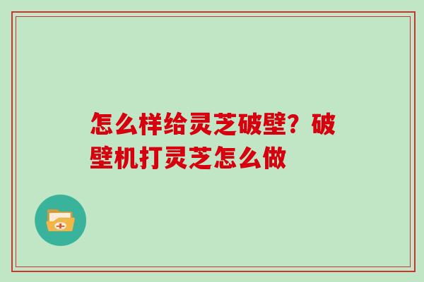 怎么样给灵芝破壁？破壁机打灵芝怎么做