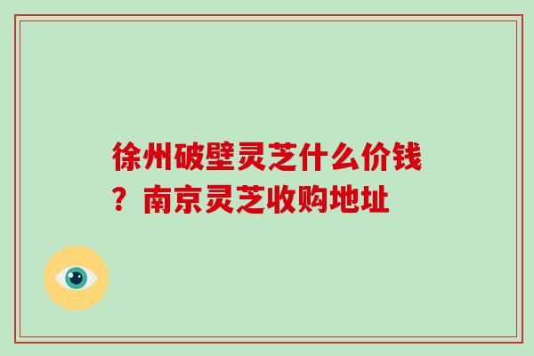 徐州破壁灵芝什么价钱？南京灵芝收购地址