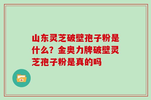 山东灵芝破壁孢子粉是什么？金奥力牌破壁灵芝孢子粉是真的吗