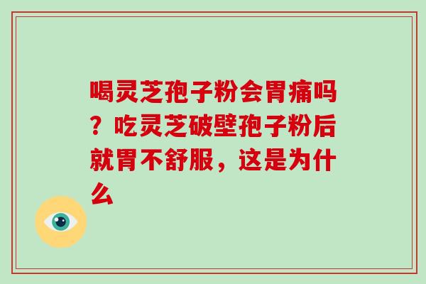 喝灵芝孢子粉会胃痛吗？吃灵芝破壁孢子粉后就胃不舒服，这是为什么