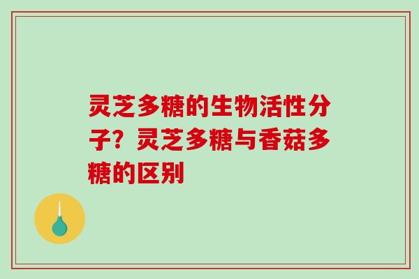 灵芝多糖的生物活性分子？灵芝多糖与香菇多糖的区别
