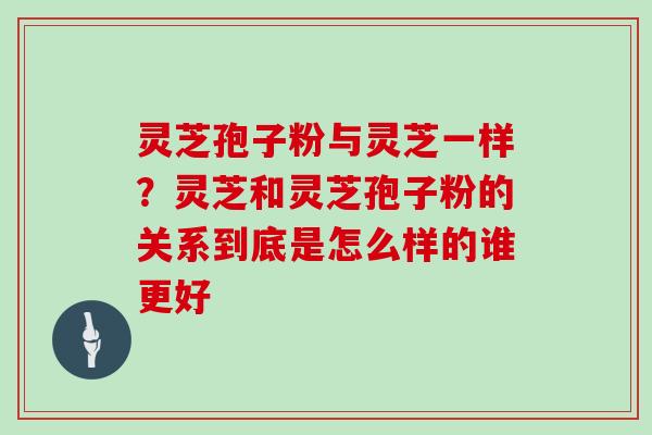 灵芝孢子粉与灵芝一样？灵芝和灵芝孢子粉的关系到底是怎么样的谁更好
