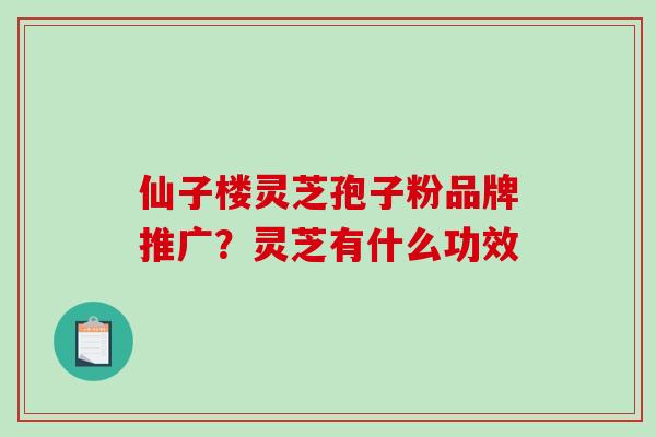 仙子楼灵芝孢子粉品牌推广？灵芝有什么功效