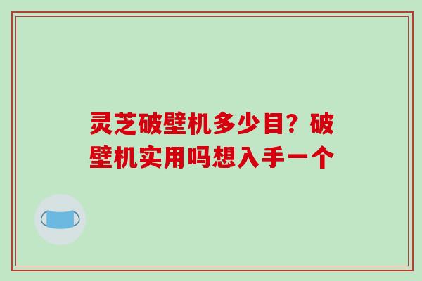 灵芝破壁机多少目？破壁机实用吗想入手一个