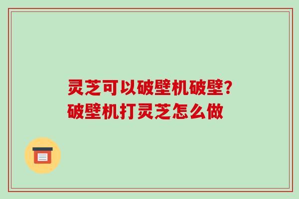灵芝可以破壁机破壁？破壁机打灵芝怎么做