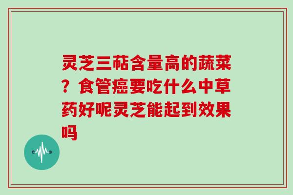灵芝三萜含量高的蔬菜？食管要吃什么中草药好呢灵芝能起到效果吗
