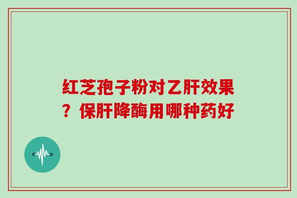 红芝孢子粉对效果？降酶用哪种药好