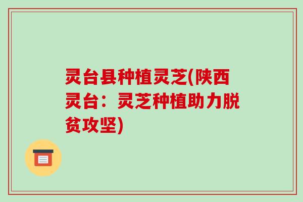 灵台县种植灵芝(陕西灵台：灵芝种植助力脱贫攻坚)