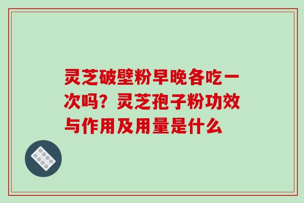 灵芝破壁粉早晚各吃一次吗？灵芝孢子粉功效与作用及用量是什么