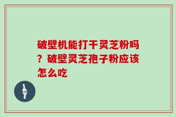 破壁机能打干灵芝粉吗？破壁灵芝孢子粉应该怎么吃