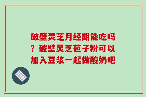 破壁灵芝期能吃吗？破壁灵芝苞子粉可以加入豆浆一起做酸奶吧