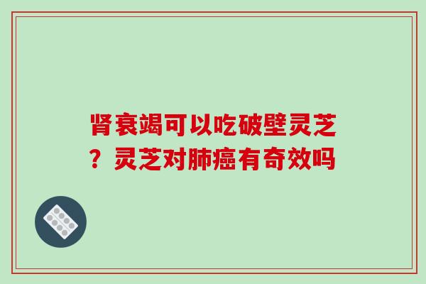 衰竭可以吃破壁灵芝？灵芝对有奇效吗