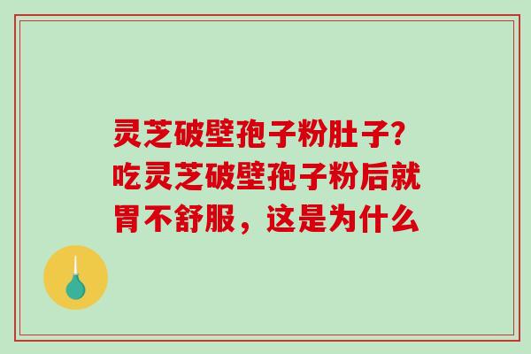 灵芝破壁孢子粉肚子？吃灵芝破壁孢子粉后就胃不舒服，这是为什么