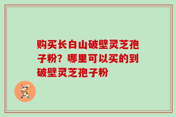 购买长白山破壁灵芝孢子粉？哪里可以买的到破壁灵芝孢子粉