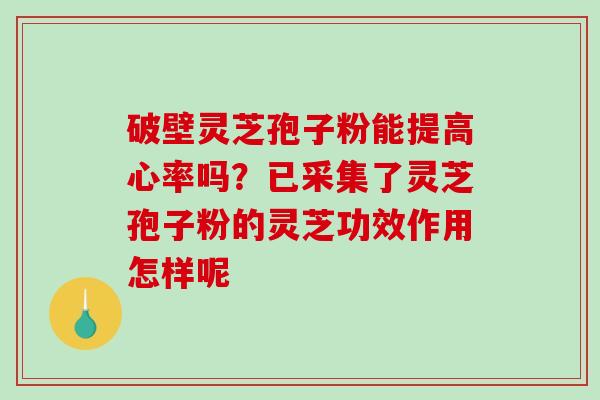 破壁灵芝孢子粉能提高心率吗?已采集了灵芝孢子粉的灵芝功效作用怎样呢 破壁灵芝孢子粉能提高心率吗?已采集了灵芝孢子粉的灵芝功效作用怎样呢
