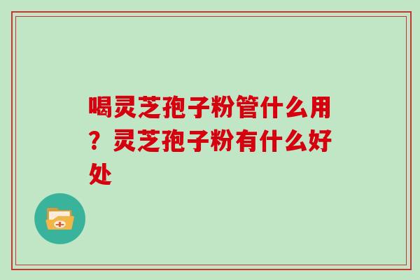 喝灵芝孢子粉管什么用？灵芝孢子粉有什么好处