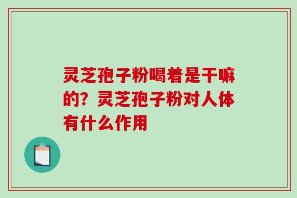 灵芝孢子粉喝着是干嘛的?灵芝孢子粉对人体有什么作用 灵芝孢子粉喝着是干嘛的?灵芝孢子粉对人体有什么作用