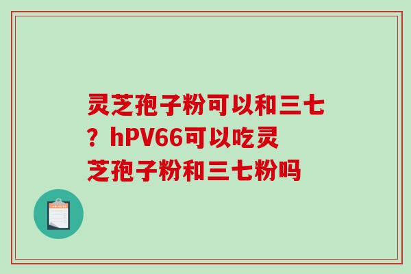 灵芝孢子粉可以和三七?hPV66可以吃灵芝孢子粉和三七粉吗 灵芝孢子粉可以和三七?hPV66可以吃灵芝孢子粉和三七粉吗