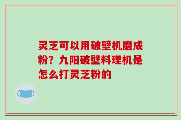 灵芝可以用破壁机磨成粉?九阳破壁料理机是怎么打灵芝粉的 灵芝可以用破壁机磨成粉?九阳破壁料理机是怎么打灵芝粉的