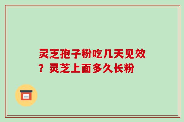 灵芝孢子粉吃几天见效?灵芝上面多久长粉 灵芝孢子粉吃几天见效?灵芝上面多久长粉