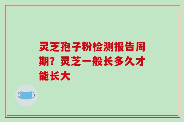 灵芝孢子粉检测报告周期?灵芝一般长多久才能长大 灵芝孢子粉检测报告周期?灵芝一般长多久才能长大