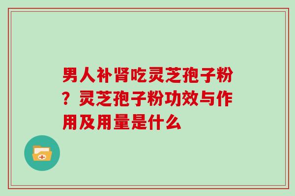 男人补吃灵芝孢子粉?灵芝孢子粉功效与作用及用量是什么 男人补吃灵芝孢子粉?灵芝孢子粉功效与作用及用量是什么