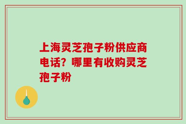 上海灵芝孢子粉供应商电话?哪里有收购灵芝孢子粉 上海灵芝孢子粉供应商电话?哪里有收购灵芝孢子粉