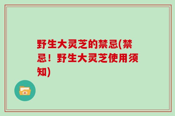 野生大灵芝的禁忌(禁忌!野生大灵芝使用须知) 野生大灵芝的禁忌(禁忌!野生大灵芝使用须知)
