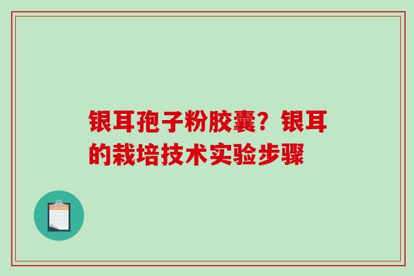 银耳孢子粉胶囊？银耳的栽培技术实验步骤