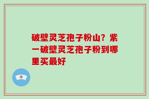 破壁灵芝孢子粉山？紫一破壁灵芝孢子粉到哪里买好