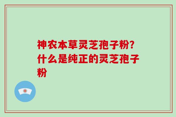 神农本草灵芝孢子粉？什么是纯正的灵芝孢子粉